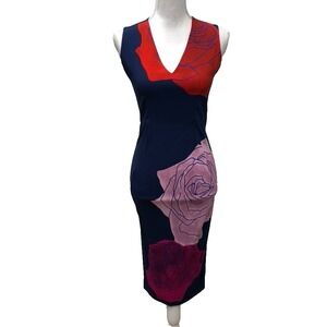 SportMax Midi Sheath Dress Womens 4 Sleeveless Floral Teacher Career Business